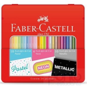 Kit Lápis de Cor EcoLápis Pastel Neon Metallic 24 Cores -  Faber-Castell