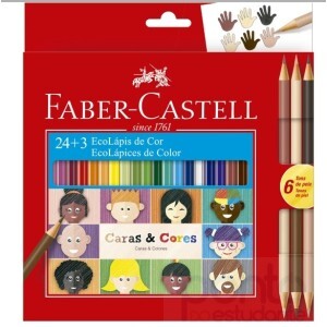 Lápis de Cor Faber Castell 24+3 Caras & Cores