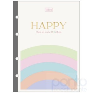  Refil Tiliflex para Caderno Argolado Colegial 80 Folhas Happy - Tilibra