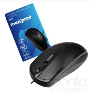 Mouse Universitário USB Com Fio Preto -  Maxprint