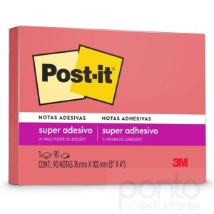 Bloco de Notas Adesivas Post-it Rosa Neon