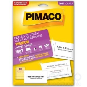 Cartão Visita Carta 50,8mm x 88,9mm 7088 - Pimaco