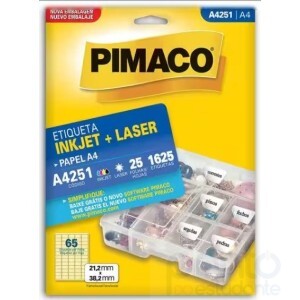 Etiqueta InkJet+Laser 21,2mm x 38,2mm A4251 - Pimaco