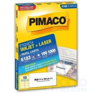 Etiqueta InkJet+Laser Carta 50,8mm + 101,6mm 6183 - Pimaco