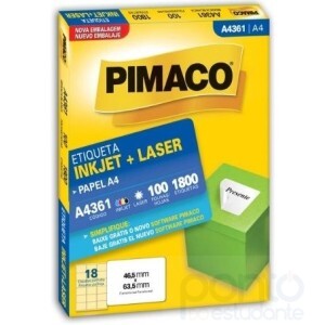 Etiqueta InkJet+Laser 46,5mm x 63,5mm A4361 - Pimaco