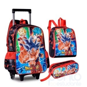 Kit Mochila de Carrinho Lancheira e Estojo  Oficial Clio Dragon Ball Super - Ravi