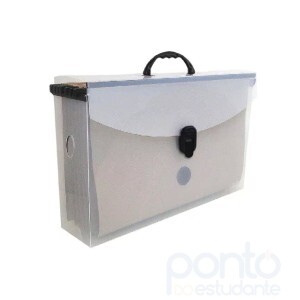 Maleta Arquivo Plástica Slim Home Office com 06 Pastas Suspensas Kraft