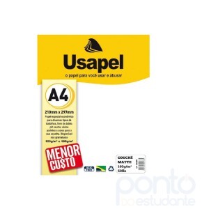 Papel Couche Fosco Usapel A4 180g - Mínimo 50 Folhas