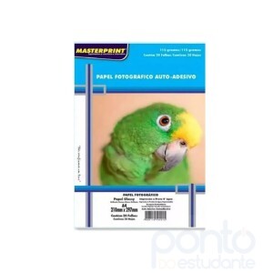 Papel Fotográfico Adesivo A4 Glossy 115g Inkjet - Mínimo 20 folhas