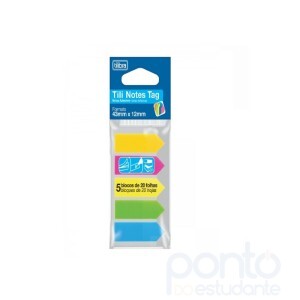 Bloco Adesivo Tili Notes Tag 43x12mm 100 Folhas 5 Cores