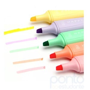 Caneta Marca Texto Tilibra Mini Happy Tons Pastéis