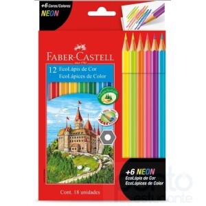 Lápis de Cor Faber Castel 12 cores + 6 Neon
