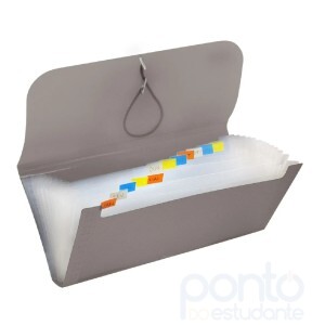 Pasta Sanfonada Cheque 12 Divisórias Fumê Polibras