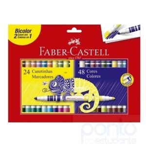 Caneta Hid. Faber Castell Bicolor 24 Canetas 48 Cores
