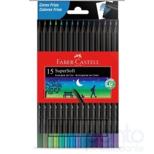Lápis de Cor Faber Castell SuperSoft Tons Frios 15 cores