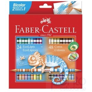 Lápis de Cor Faber Castell Bicolor 24 Lápis 48 cores